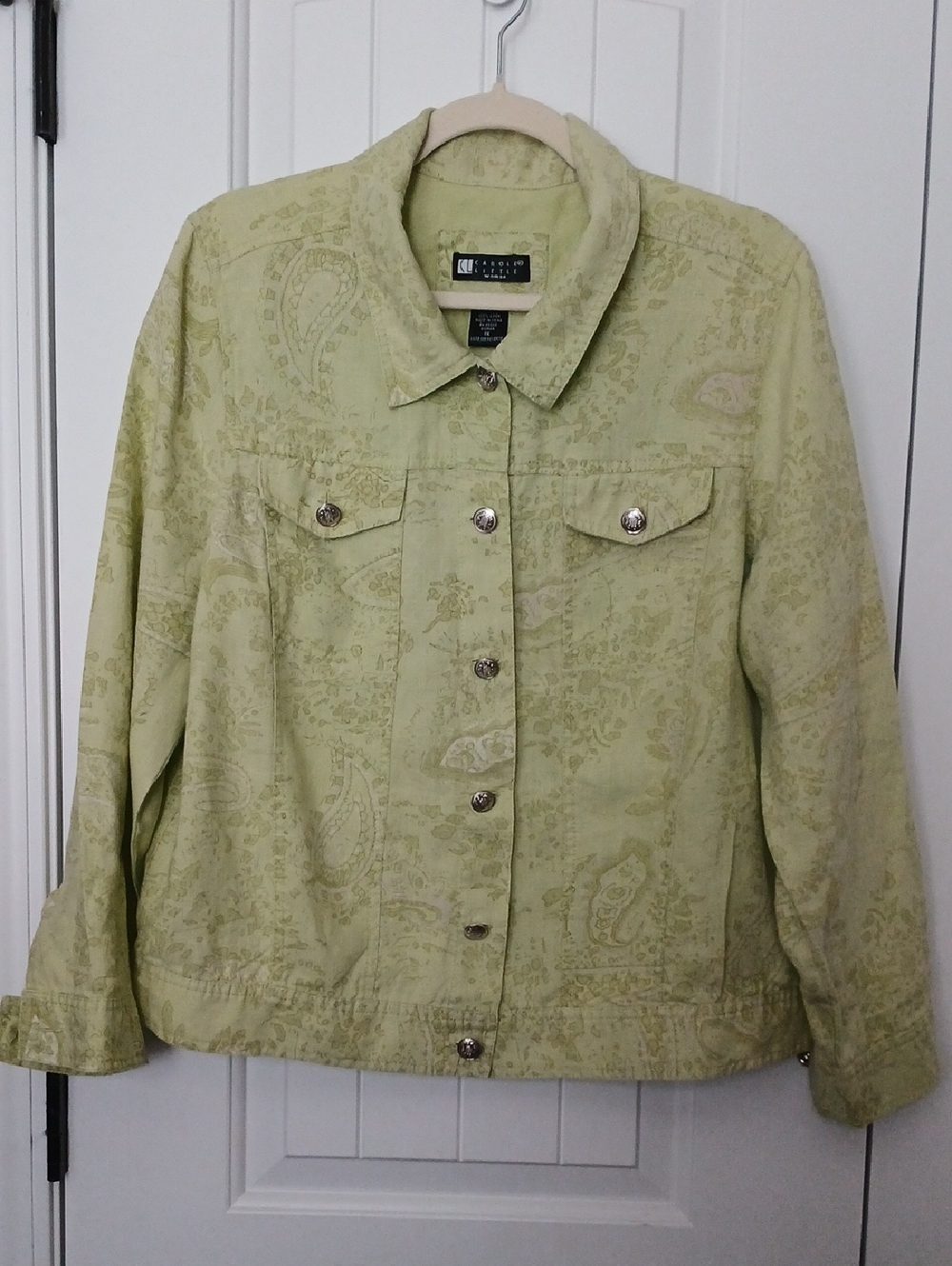 ☀️☀️Carole Little Light Green Paisley Linen Jacket